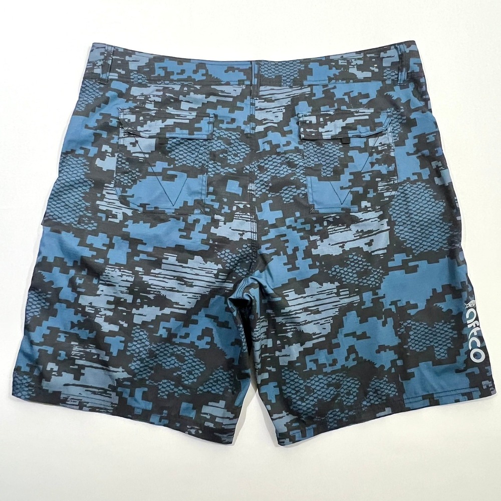 AFTCO M82 Tactical Fishing Shorts Men's Size 42 Blue Camo Stretch Quick Dry - Picture 2 of 13